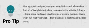 Pro tip for copywriters who want to build copywriting portfolio