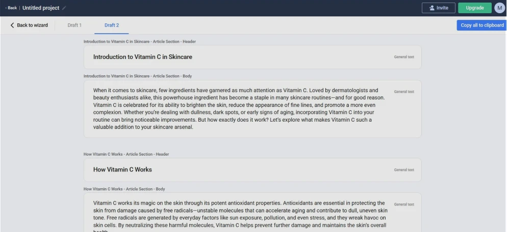 A full draft article written by the Anyword AI tool