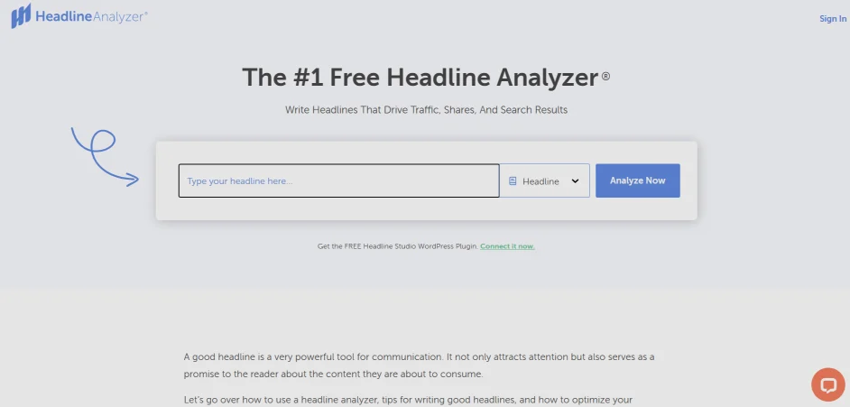 A screenshot of the CoSchedule Headline Analyzer website