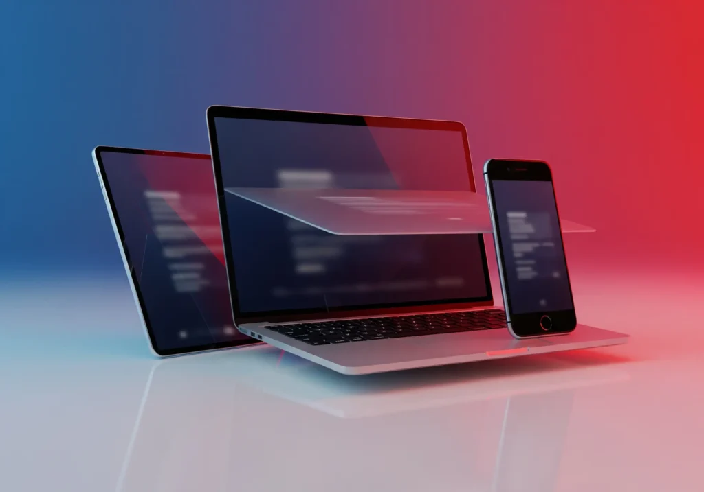 Featured image mockup showing laptop, tablet, and smartphone displaying a business webinar landing page design